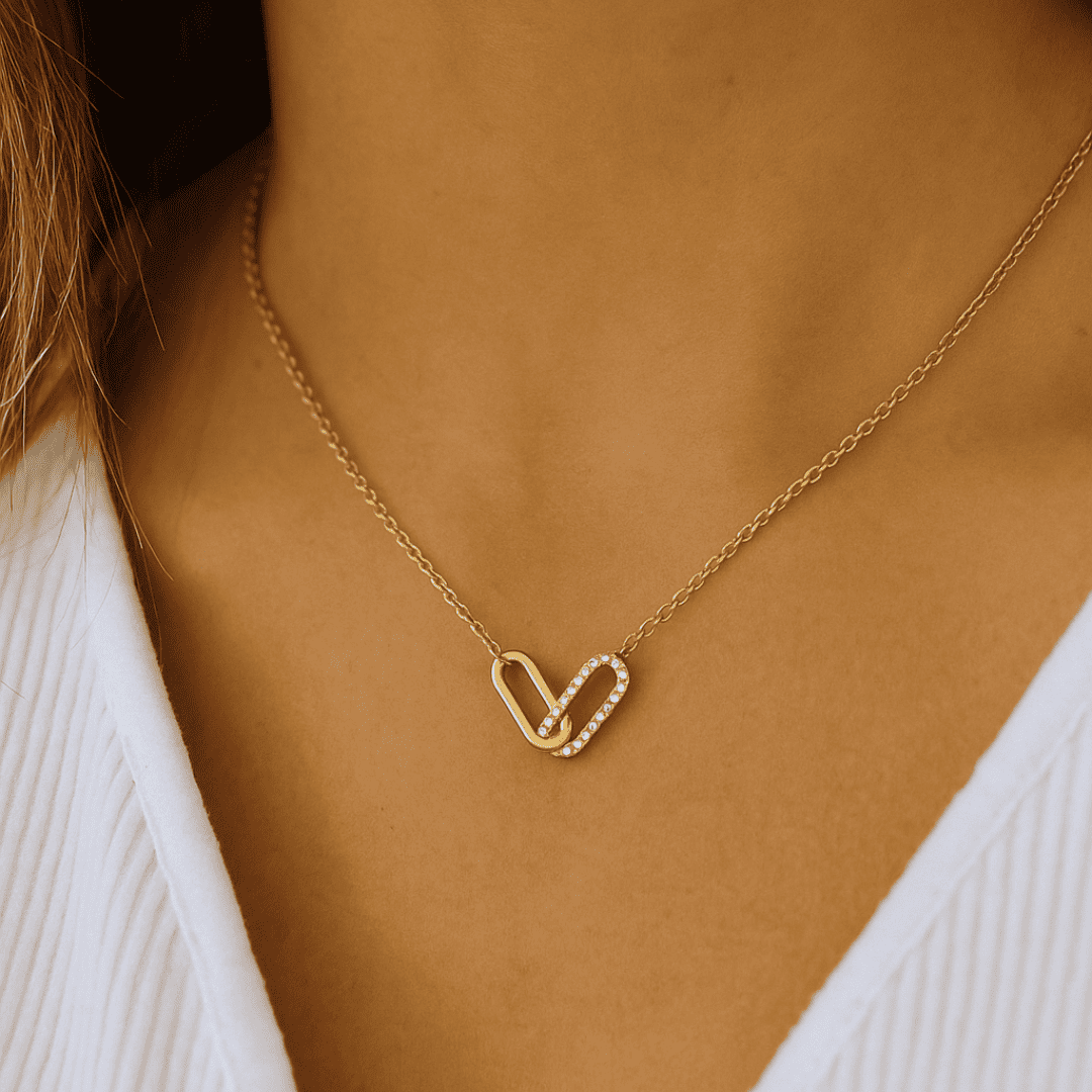 Doppelring Halskette - 18K Vergoldet