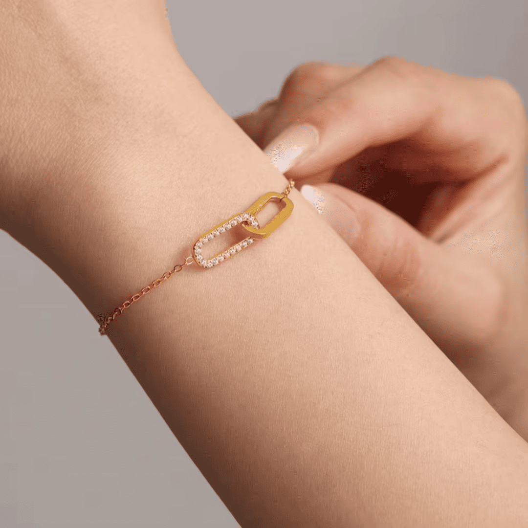 Doppelring Armband - 18K Vergoldet