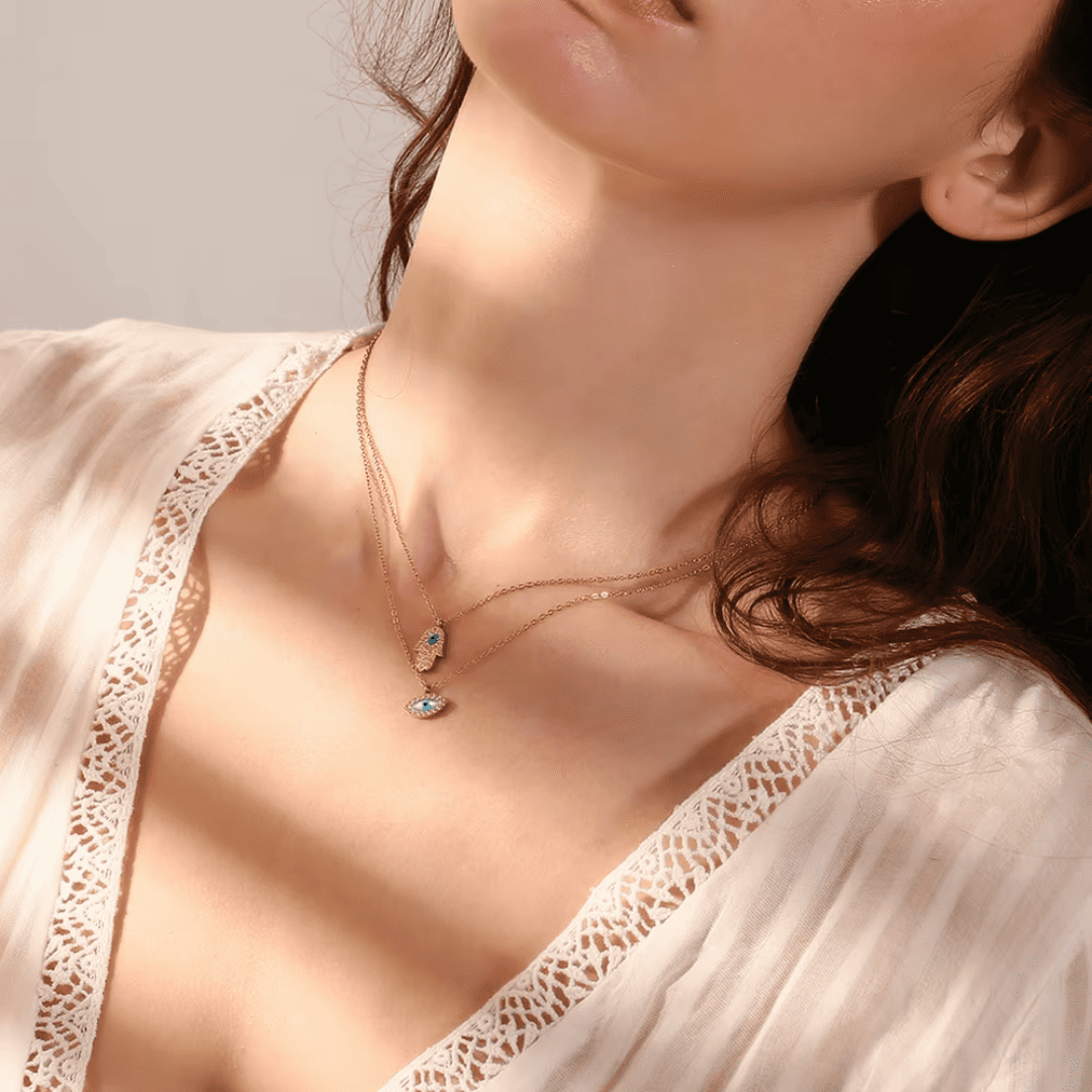 Evil Eye Halskette – 18K Vergoldet & Edelstahl