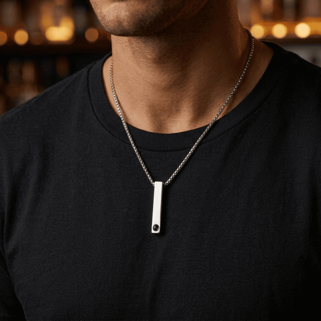 Personalisierte Halskette mit Foto - Stab, Box Chain