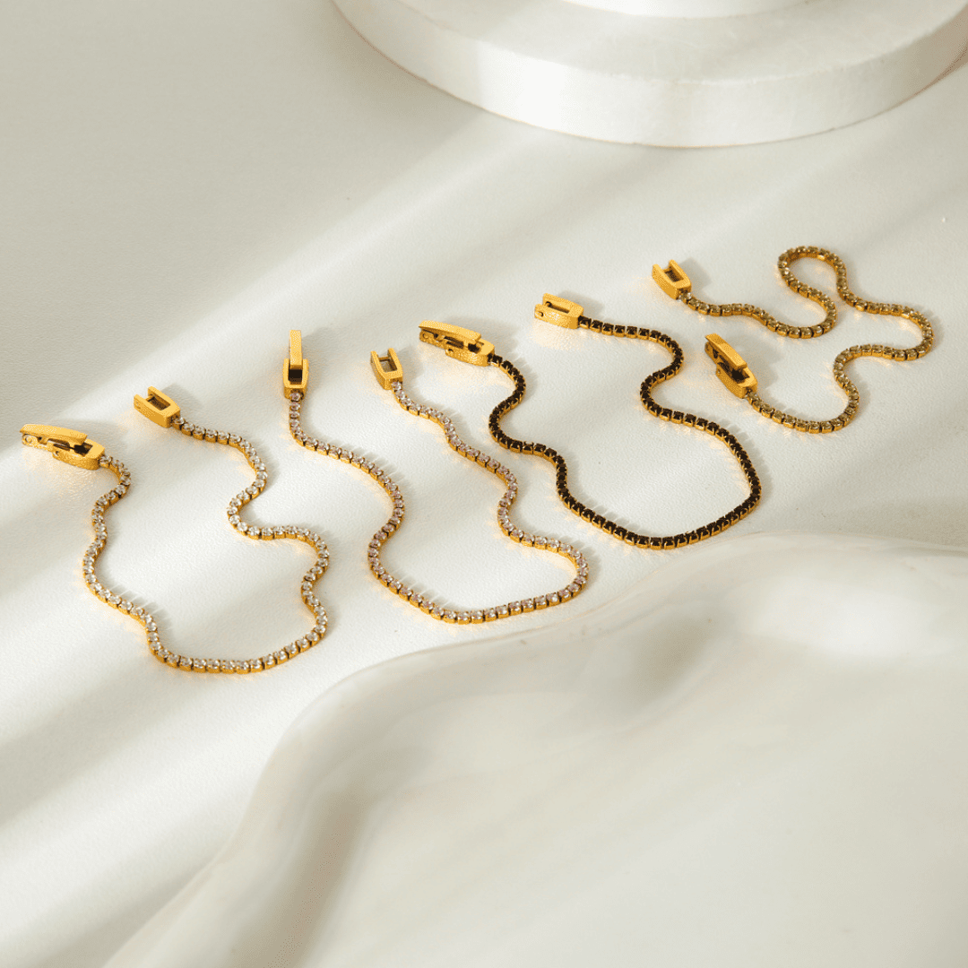 Elegantes Tennis Armband – 18K Vergoldet & Edelstahl