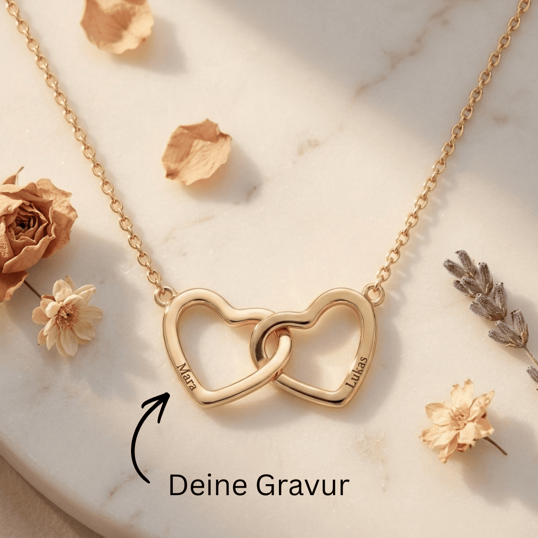 Doppelherz Kette mit Gravur